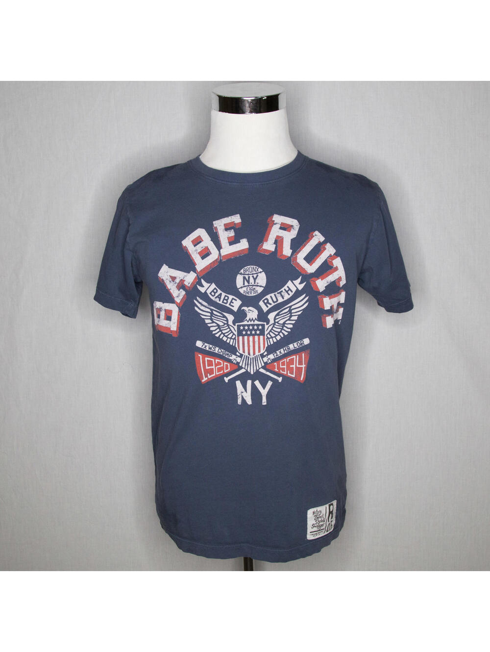 Men's Roots Of Fight Babe Ruth NY Navy Blue Graphic Cotton T-shirt Sz Small